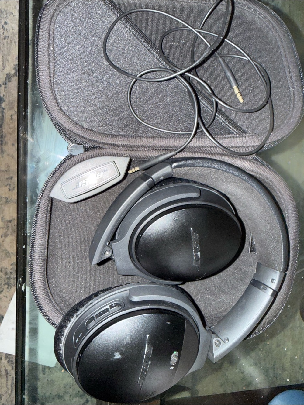 Bose Quiet Comfort Noise canceling wireless headphones in black.